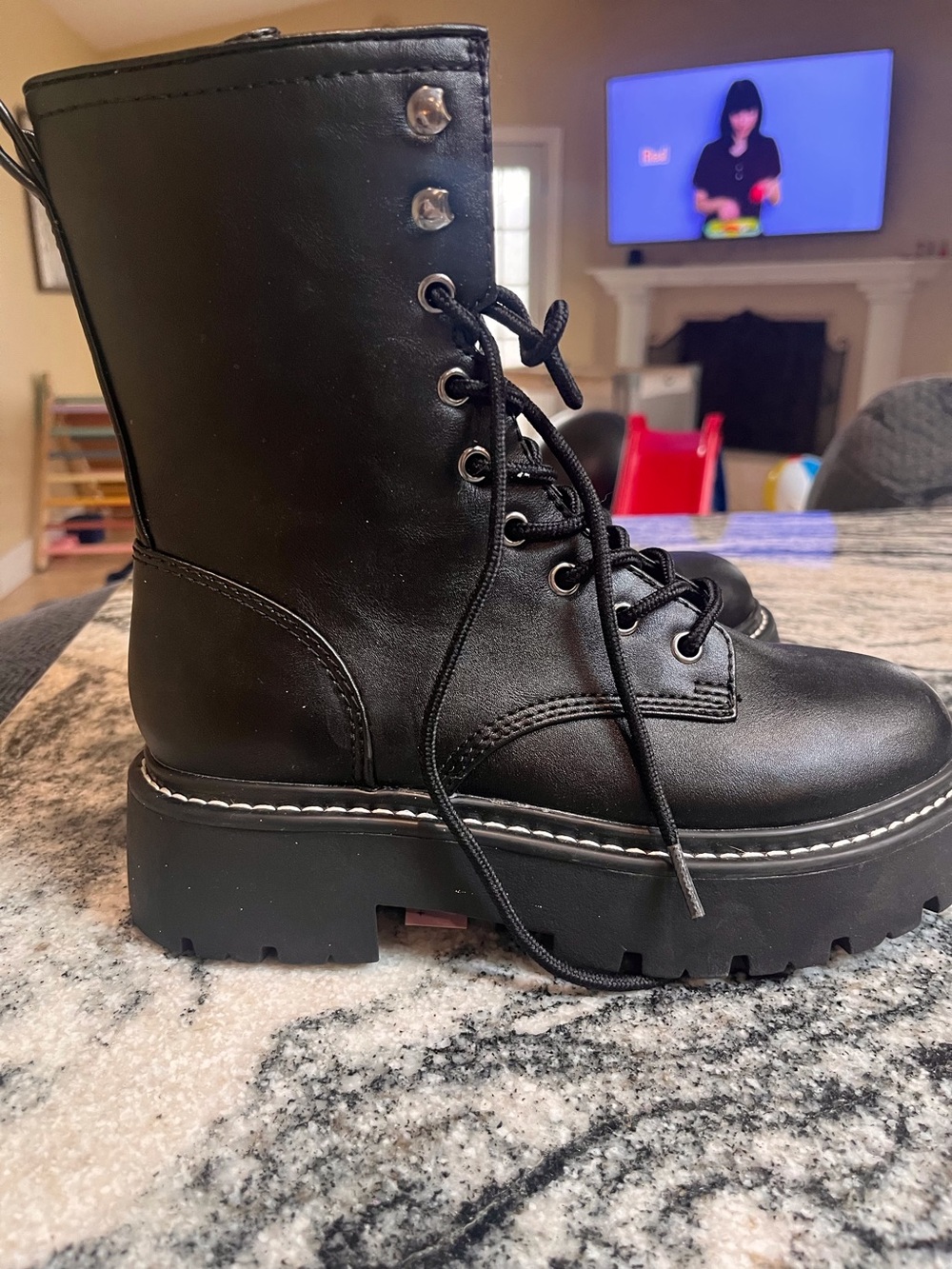 Wild Fable Black Combat Lace-Up Platform Boots Size 7